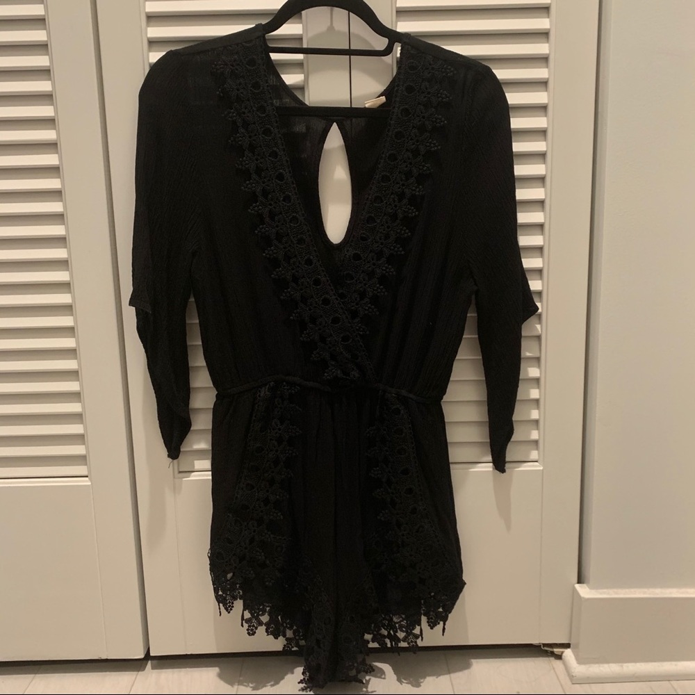 Urban Outfitters Black Lace-Detailed Romper